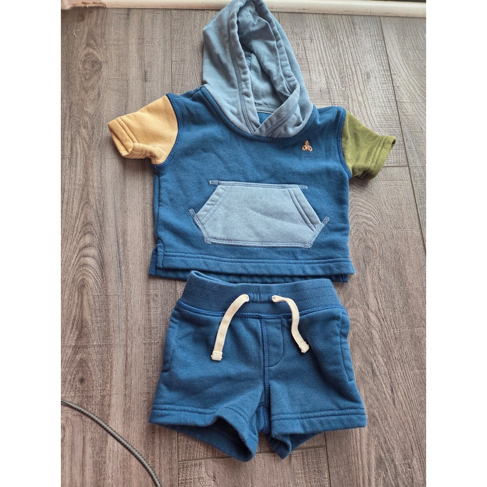 Gap Baby Boys Blue Hoodie Shorts Set 3-6 mos